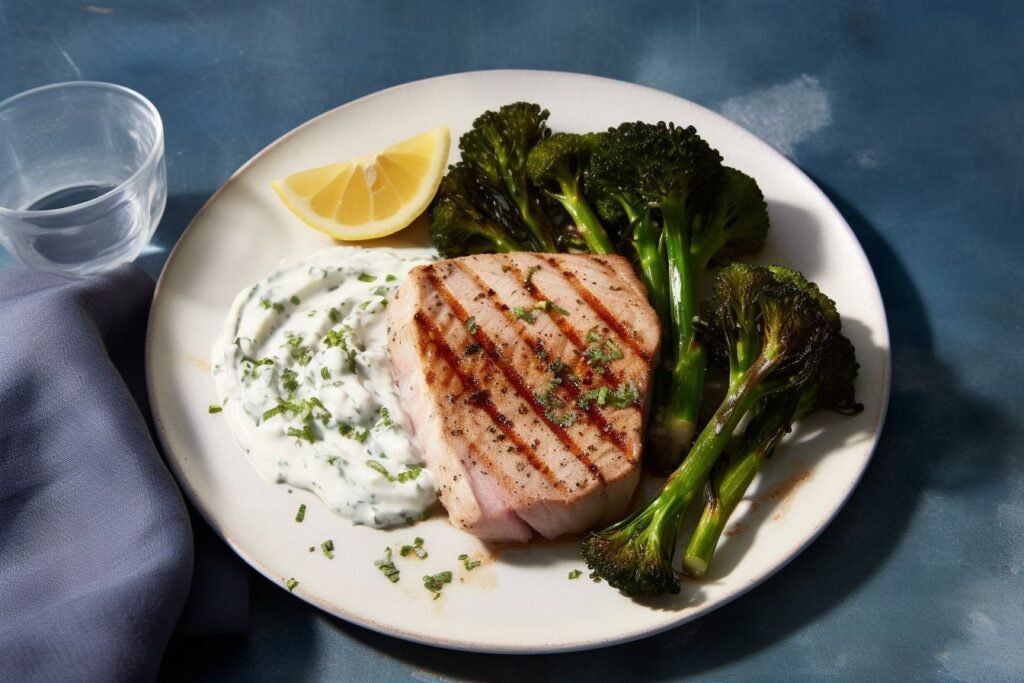 Grilled Ahi Tuna with Lemony Labneh