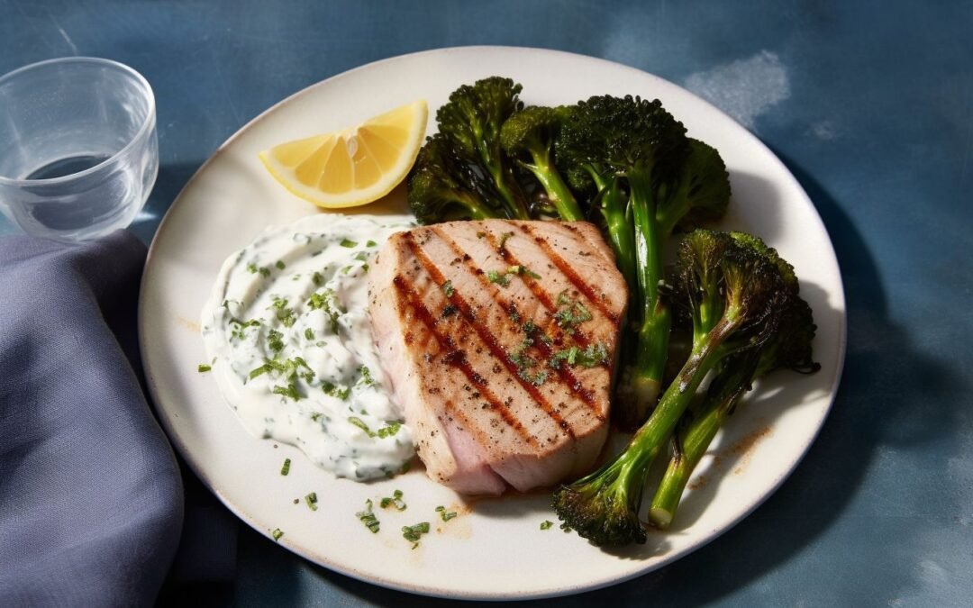 Grilled Ahi Tuna with Lemony Labneh