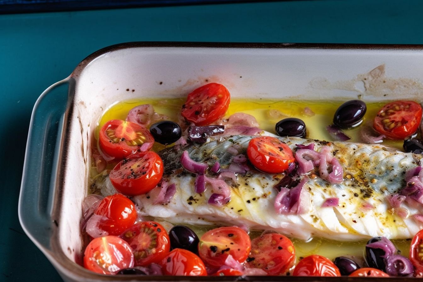 Mediterranean-style baked fish Mediterranean-style baked fish
