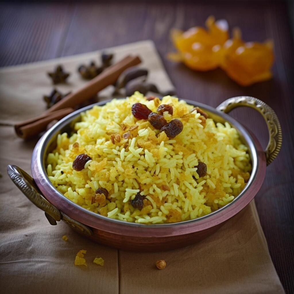 Saffron Rice with Golden Raisins and Pine Nuts