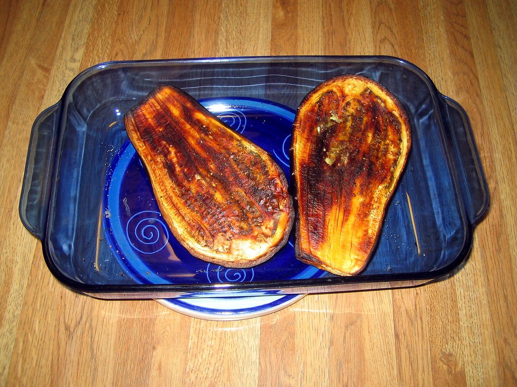 Roasted eggplant with couscous