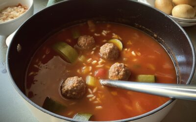 Lebanese Koosa Soup with Meatballs