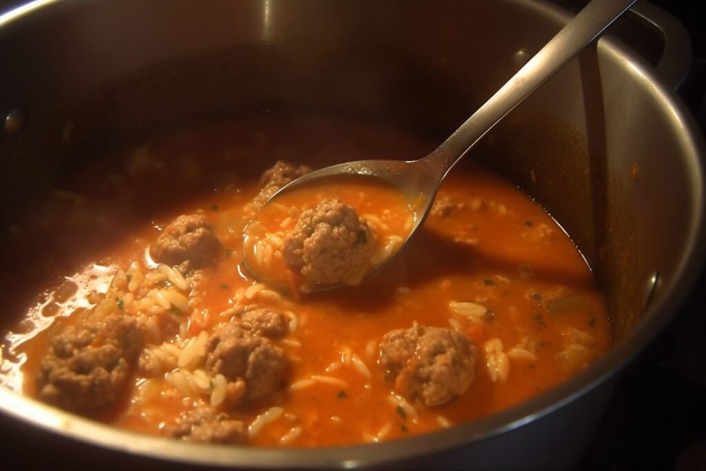 Lebanese koosa soup with meatballs