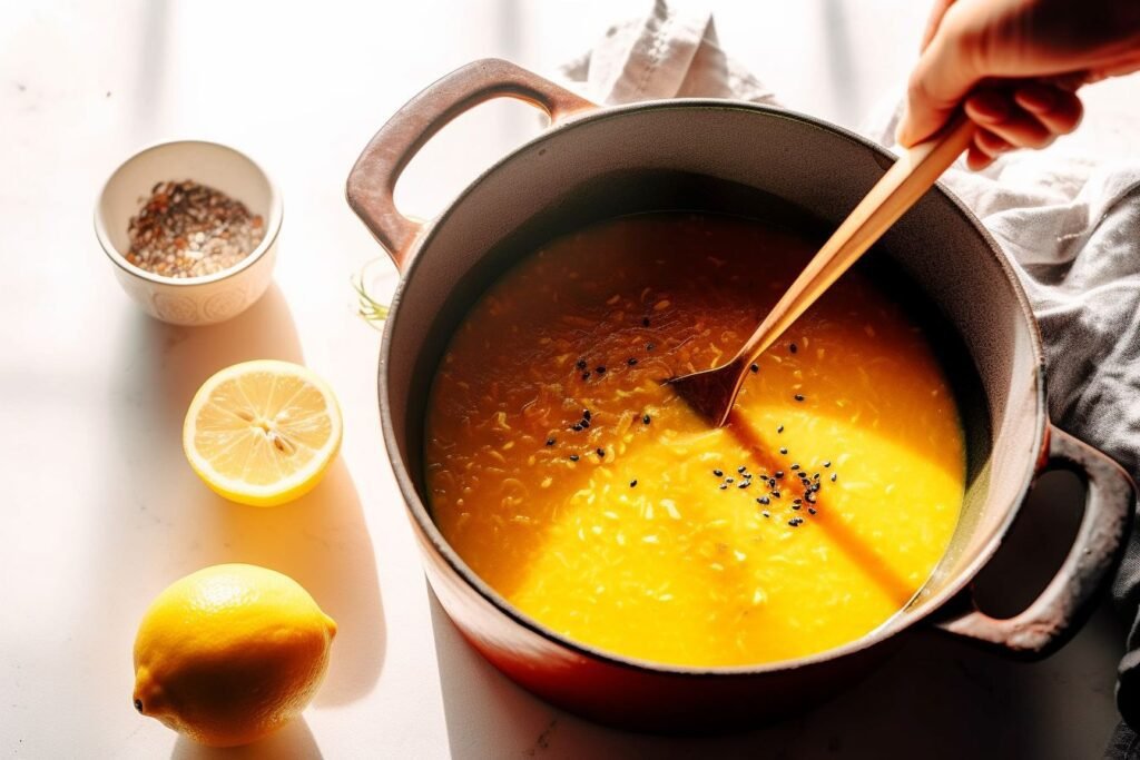 Middle Eastern lemony lentil soup