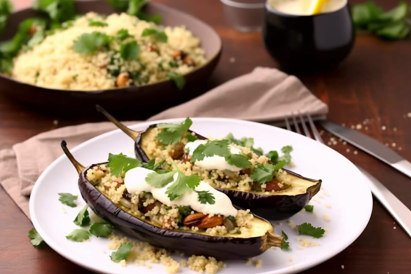 Roasted eggplant with couscous