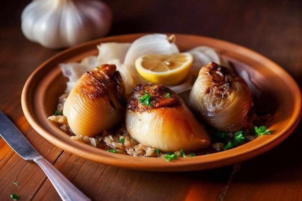 Lebanese roasted stuffed onions