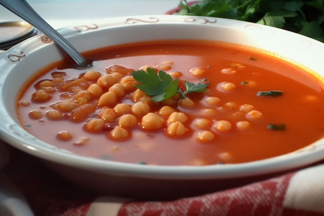 Egyptian tomato and chickpea soup
