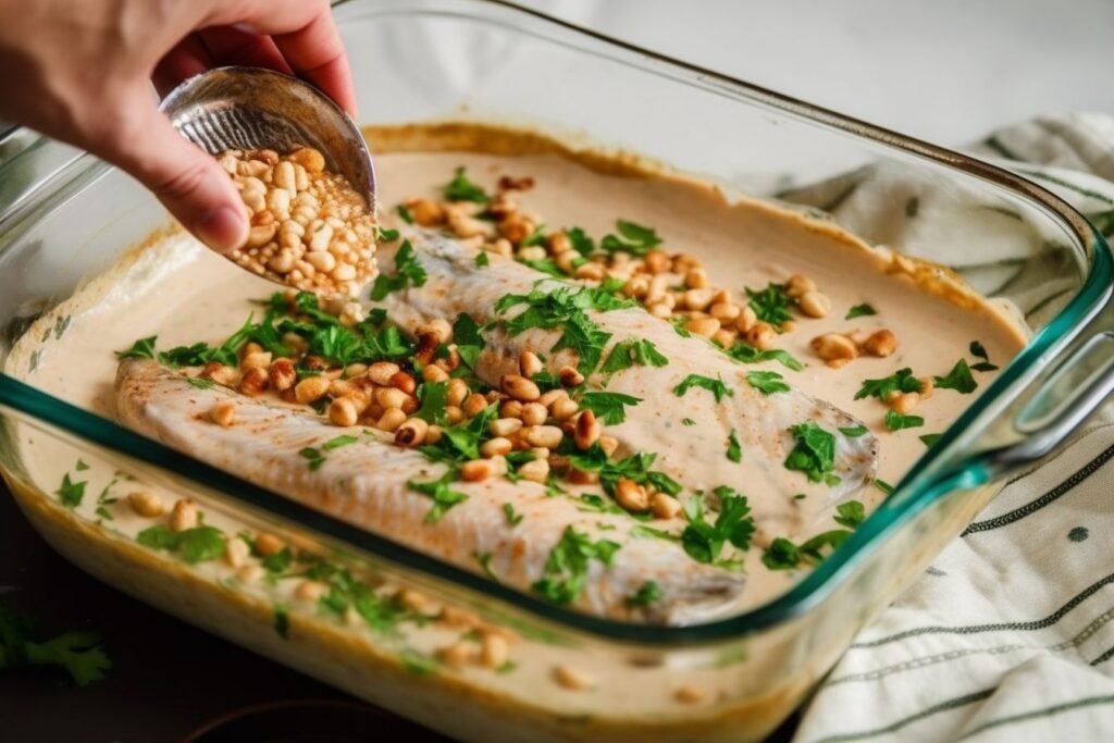 Juicy Lebanese Fish with Spicy Tahini Sauce