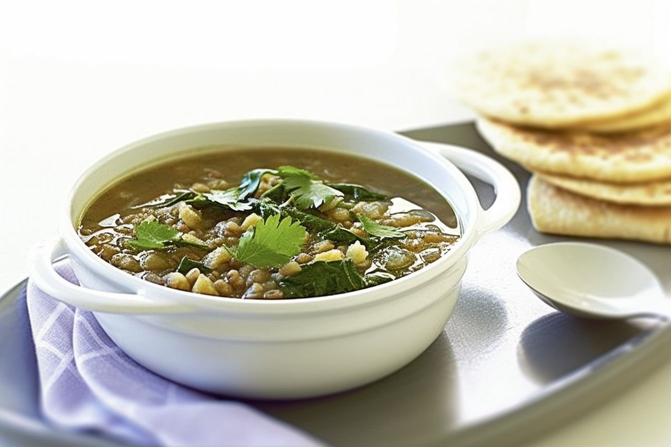 Middle Eastern lentil soup with spinach