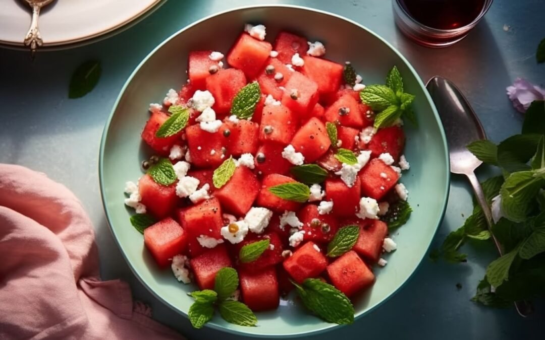 Watermelon Feta salad with Mint