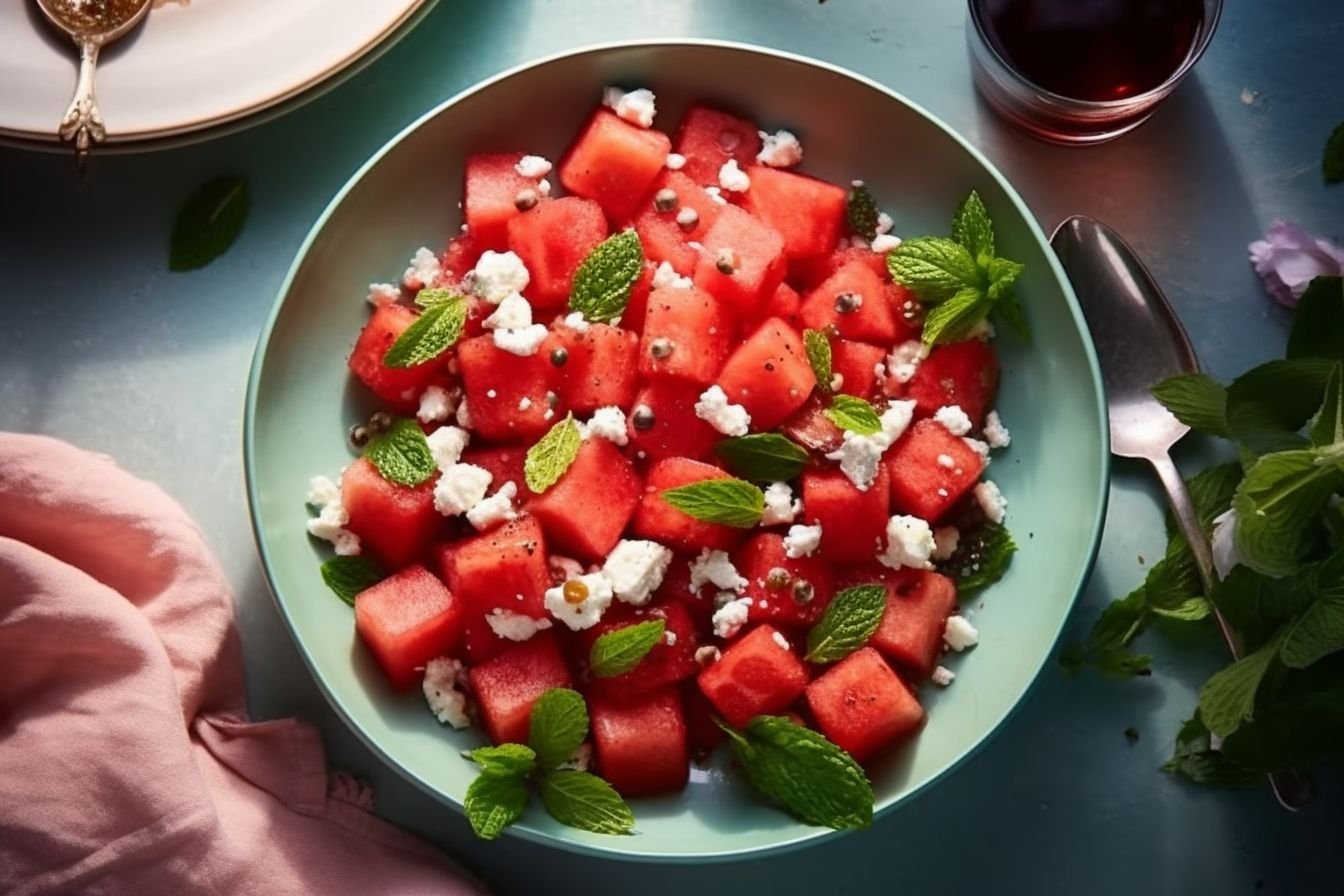 Watermelon Feta salad with Mint Watermelon Feta salad with Mint