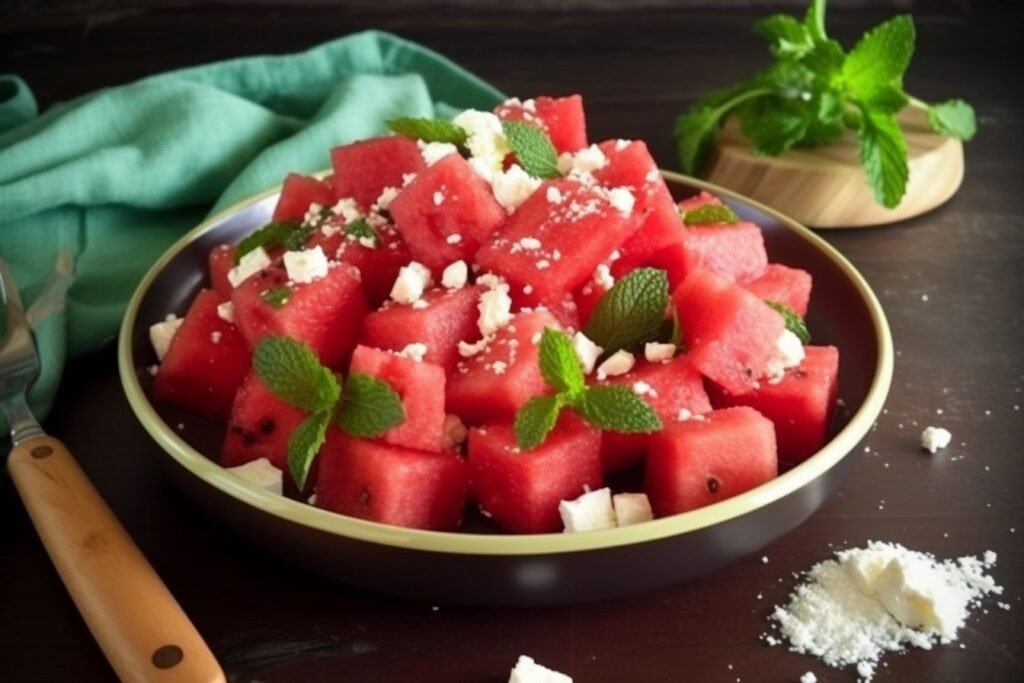 Watermelon Feta salad with Mint
