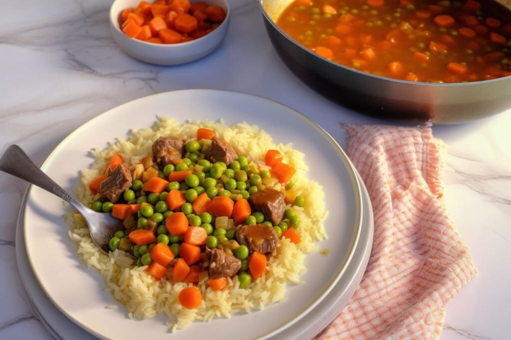Lebanese Beef Stew with Peas and Carrots