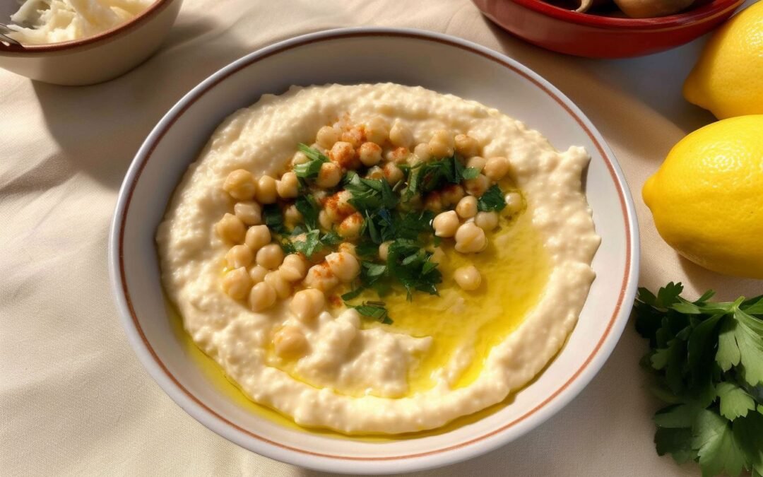 Savory and Creamy Lebanese Musabaha Lemon Garlic Chickpeas