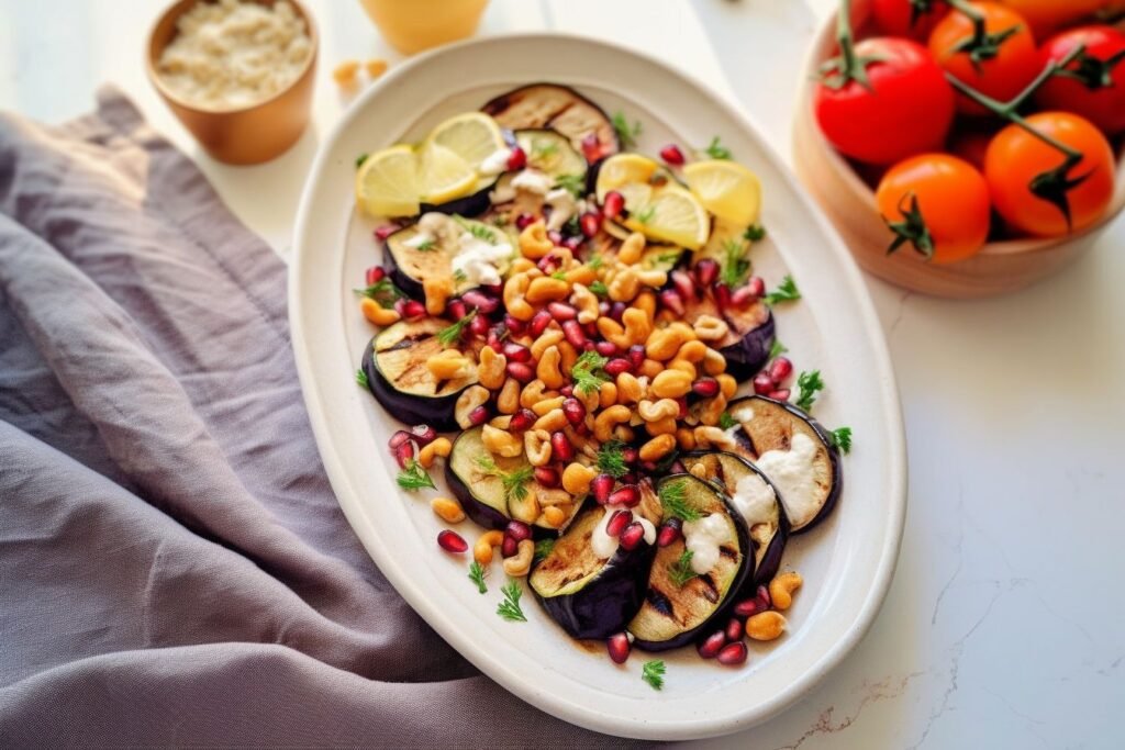 roasted eggplant salad with tahini dressing