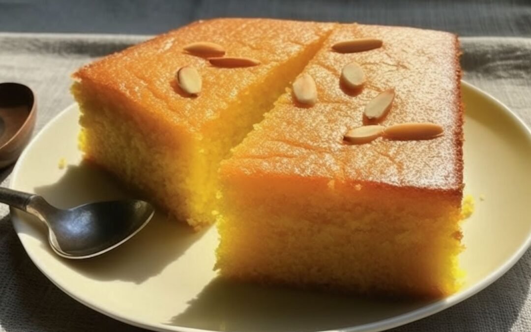 Delicious Lebanese Semolina Turmeric Cake (AKA Sfouf)