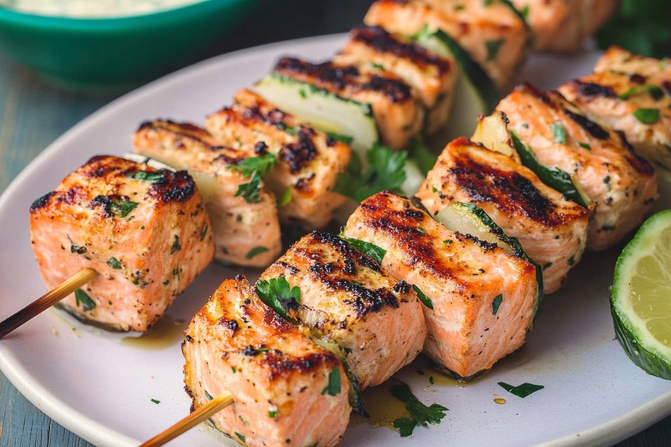 air fryer salmon kabobs