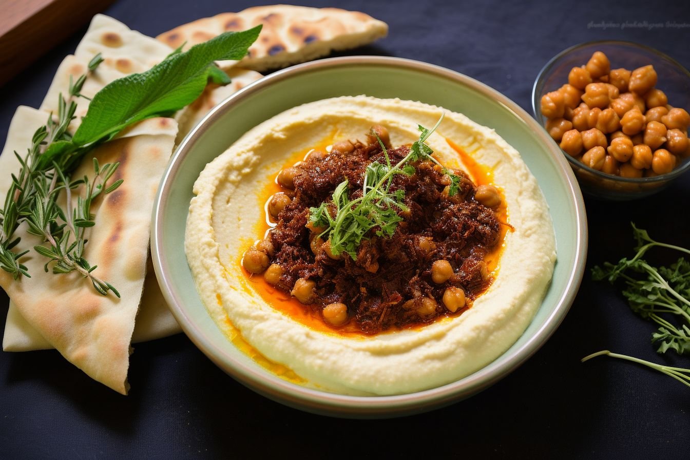 hummus with lamb ragu