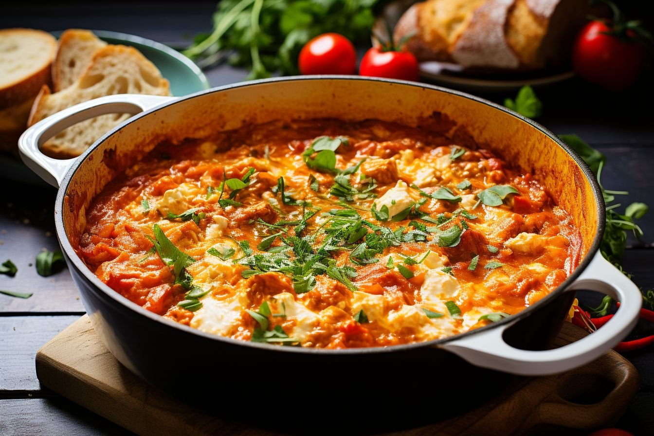 shakshuka with scrambled eggs