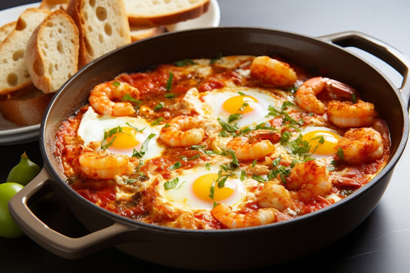 tunisian shakshuka with shrimp