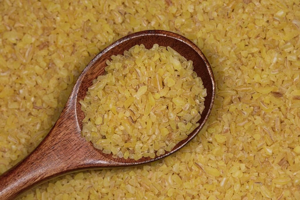 Brown Wooden Spoon With Bulgur