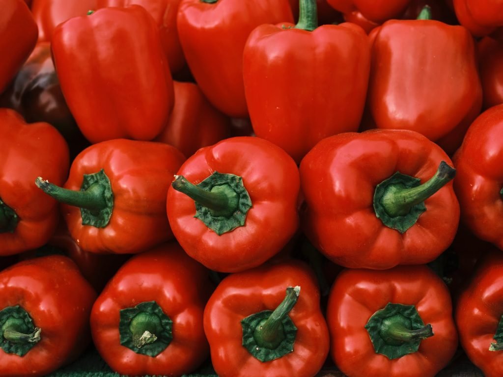 Red Bell Peppers in Close-Up Shot