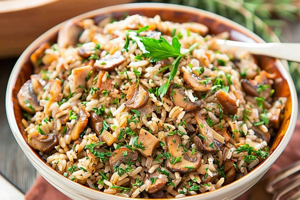 mujadara with mushrooms