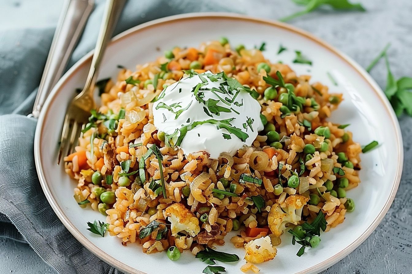 Mujadara with cauliflower rice