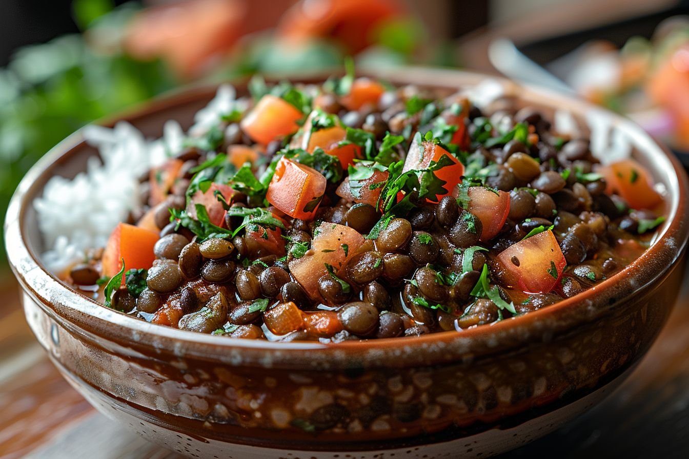 mujadara with black lentils