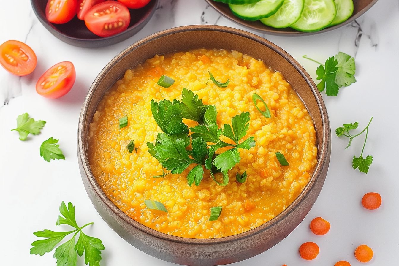 mujadara with red lentils