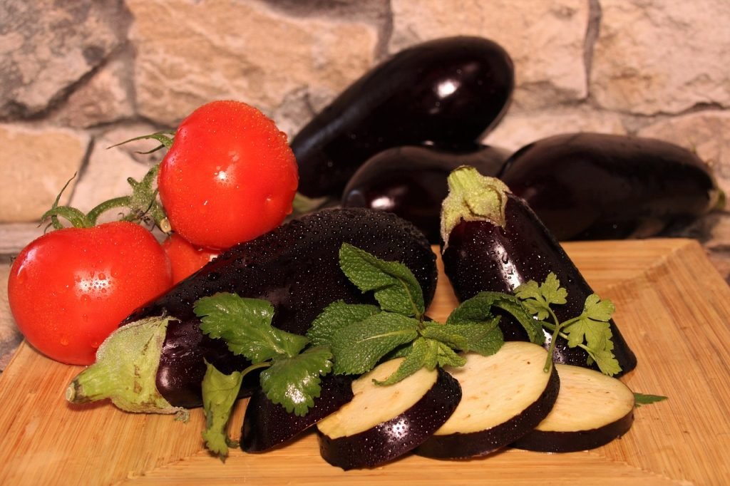 eggplant, fruit, vegetables
