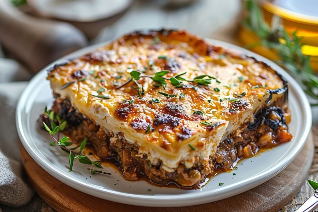 moussaka with feta cheese