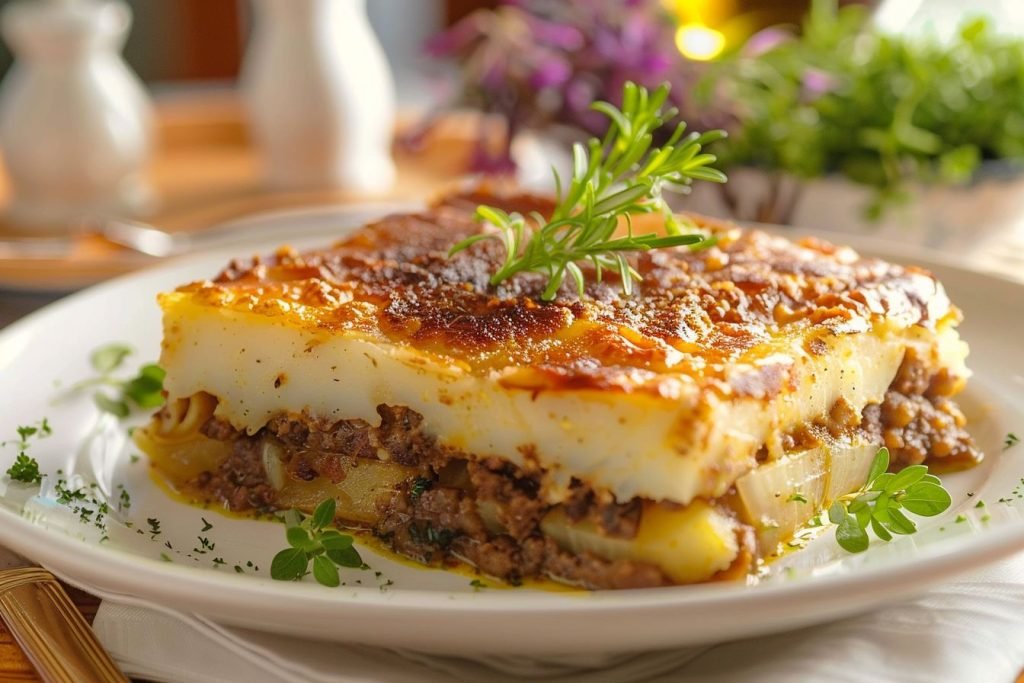 moussaka with potatoes and eggplant