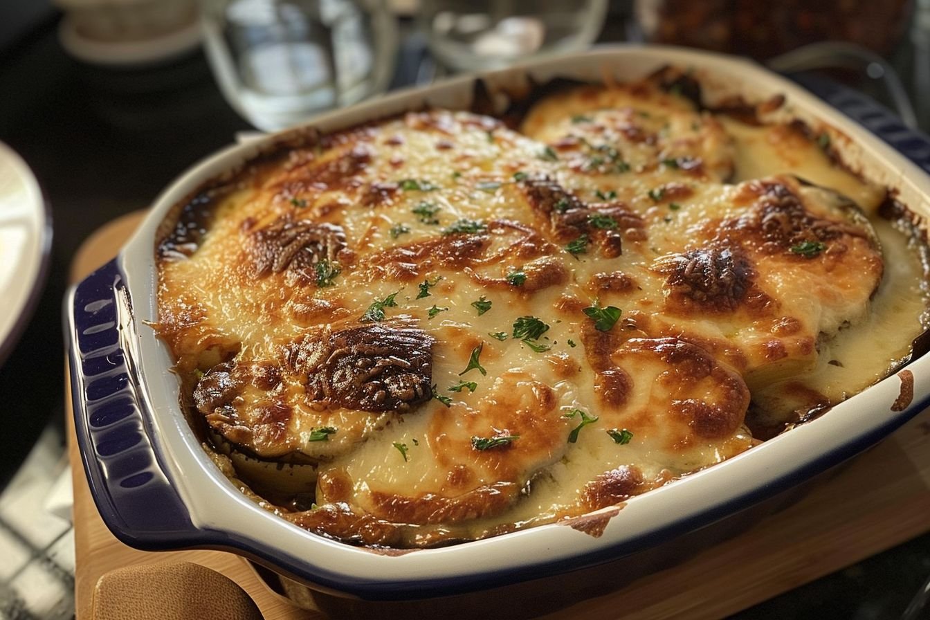 Vegetarian moussaka with feta cheese