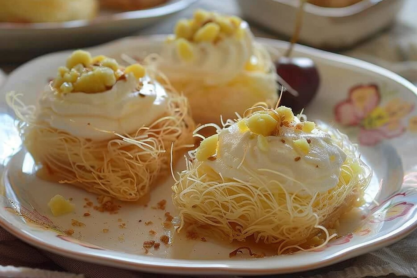 kunafa with ice cream