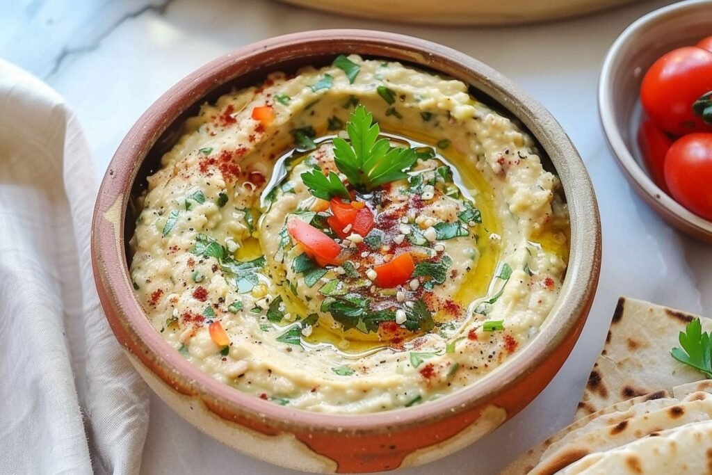 baba ganoush with onions
