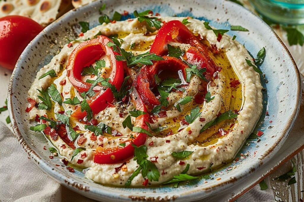 baba ganoush with roasted red pepper