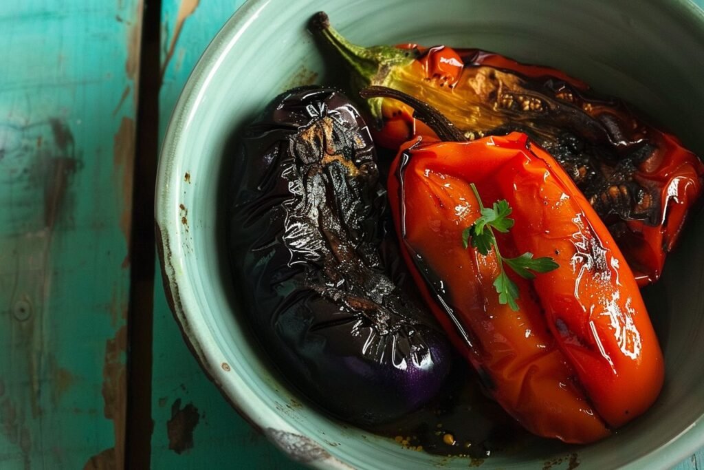 egg plant and red bell pepper
