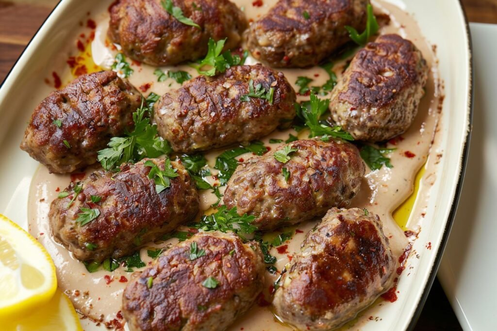 kofta with tahini sauce