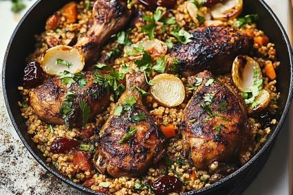 Chicken with Dates, Saffron, and Freekeh: A Flavorful and Nourishing Meal