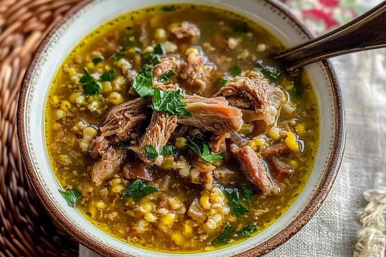 freekeh soup with meat
