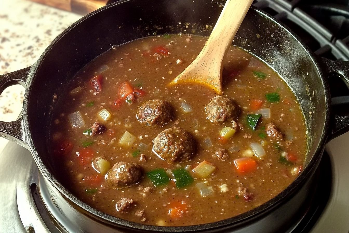 freekeh soup with meatballs