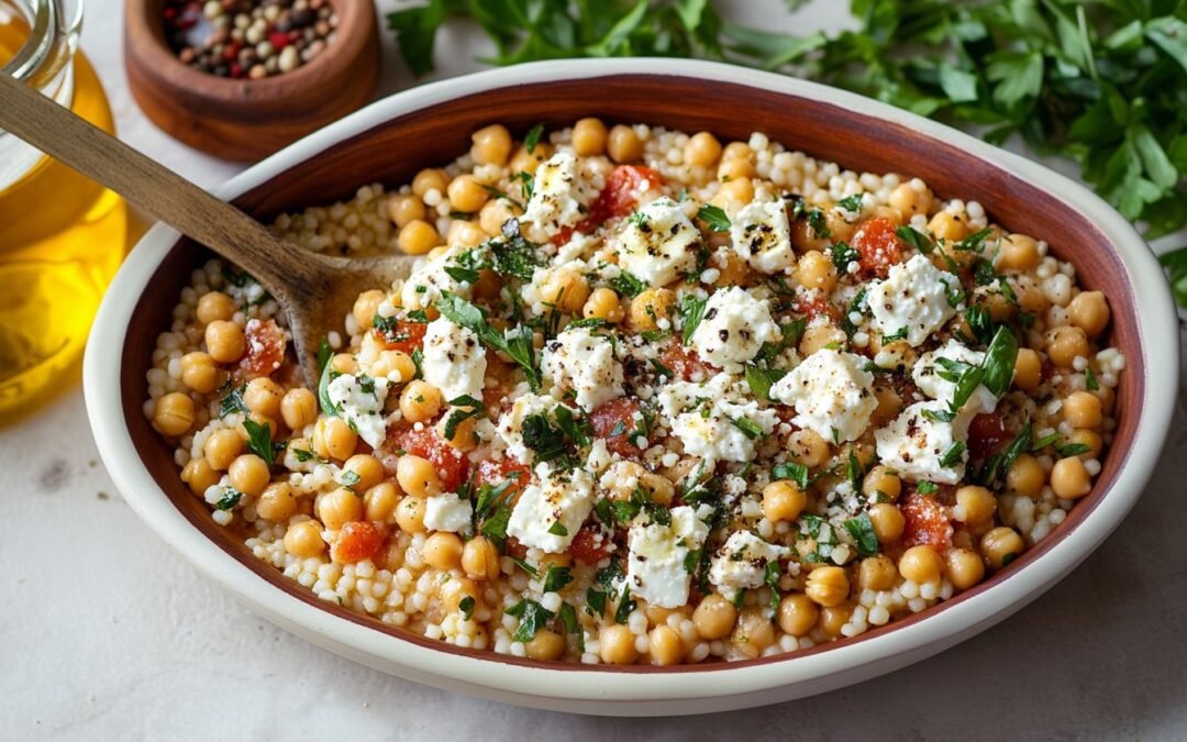 Pearl Couscous with Creamy Feta and Chickpeas: A Wholesome and Tasty Meal Option