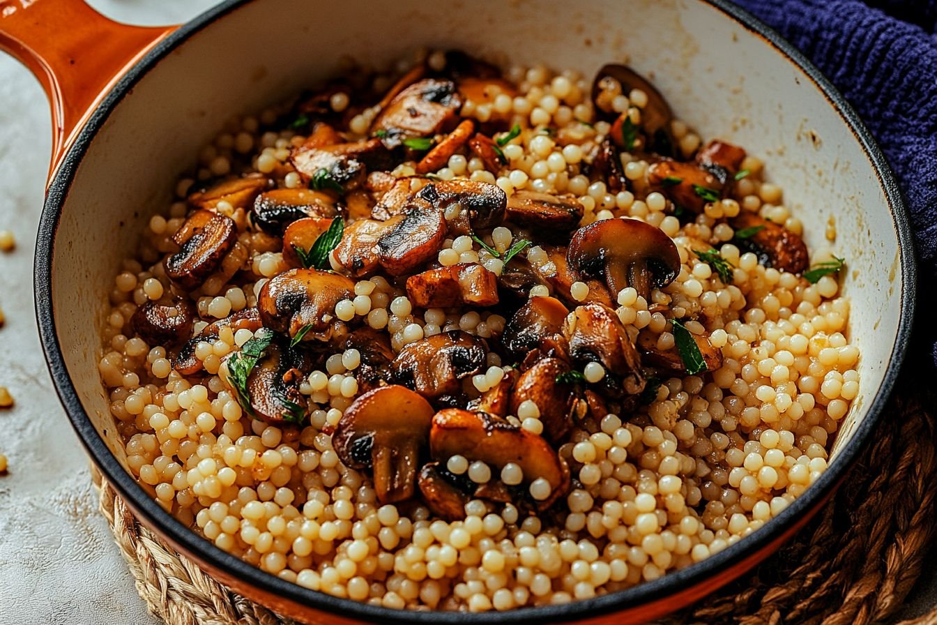 pearl couscous with mushrooms
