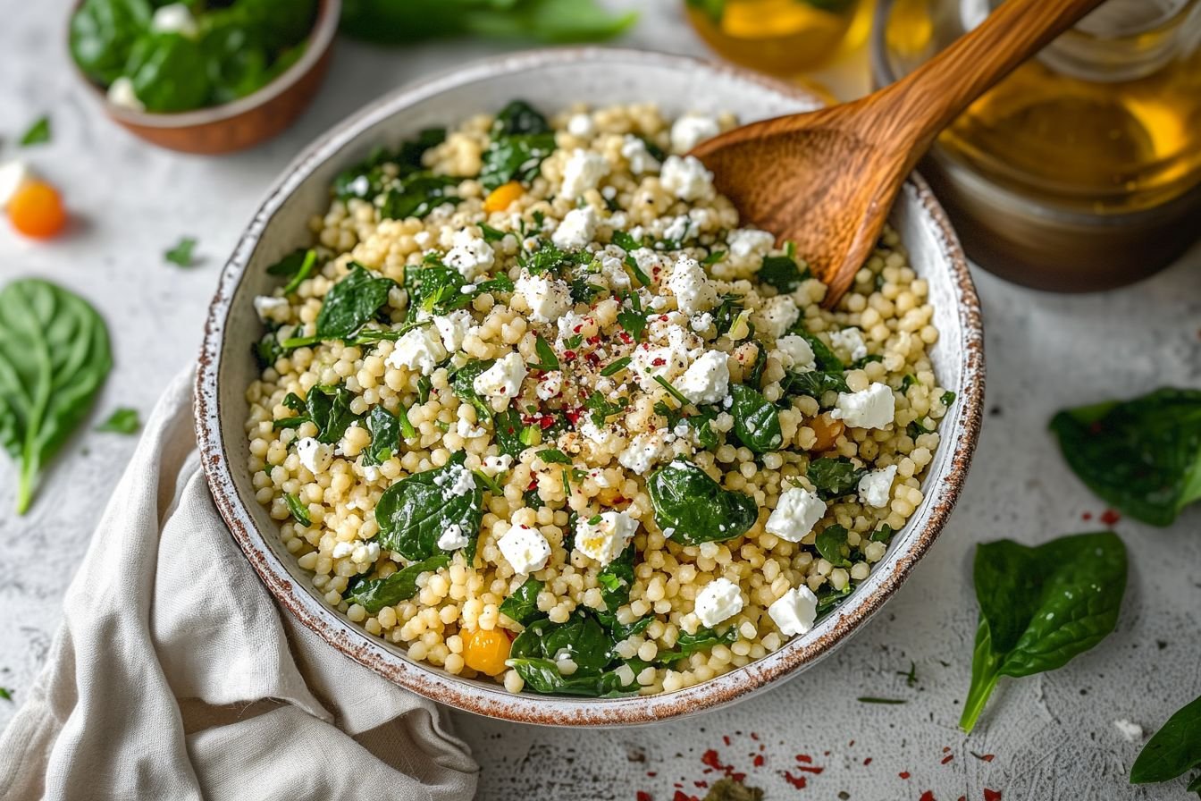couscous with spinach and feta