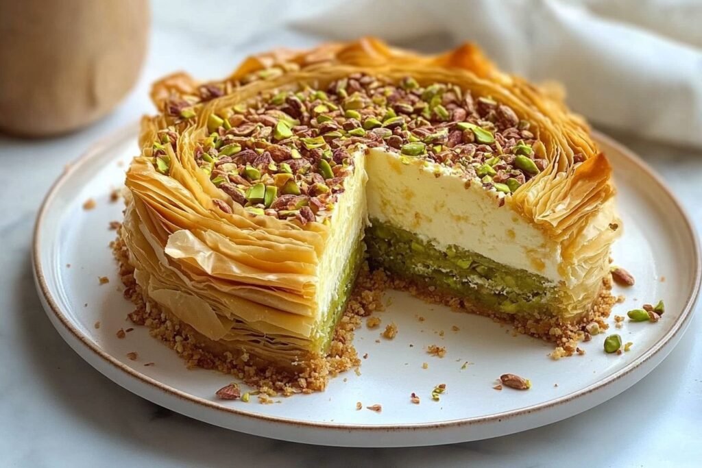 pistachio baklava cheesecake